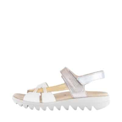 Gabor sandal til dame i hvid farvekombination, lavet af skind med to velcroremme