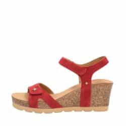 Panama Jack Julia B54 sandal til dame i rød, lavet af 100% skind med to velcroremme og kilehæl
