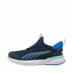 Puma Kruz Sliptech sko til børn i blå med slip in funktion og udtagelig sål