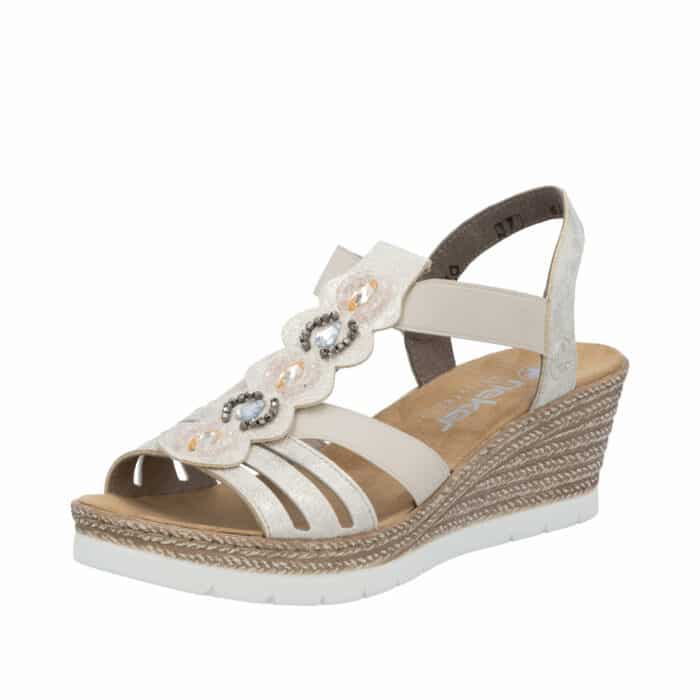 Rieker sandal til dame i beige med elastik i siderne og hælrem
