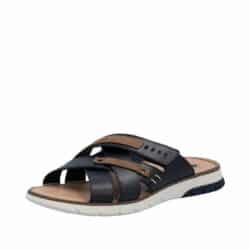 Rieker sandal til herre i blå læder med velcro