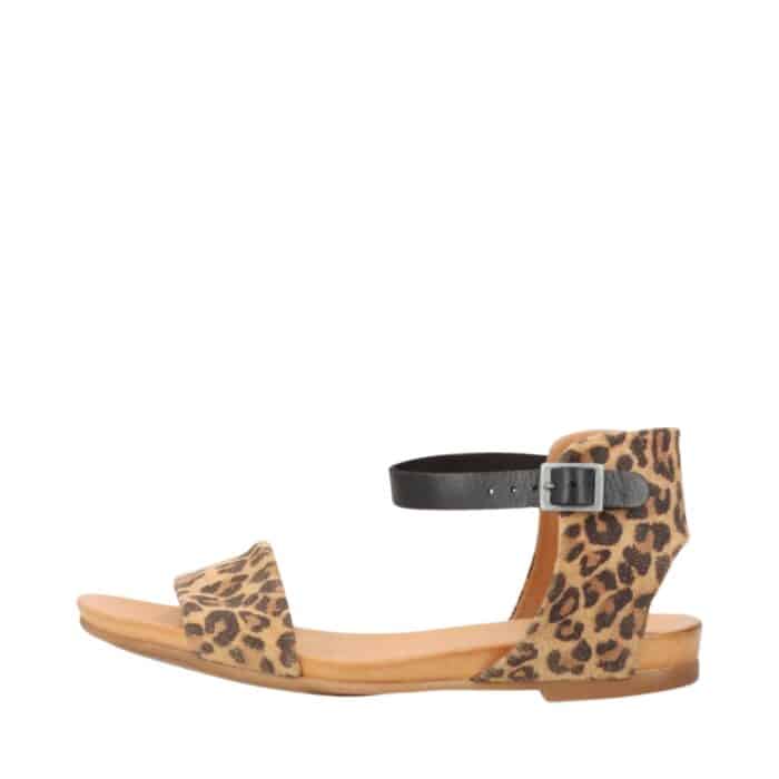 Shoedesign Copenhagen Annika sandal til dame i leopard, med ruskindsoverdel og ankelrem