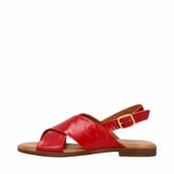 Shoedesign Copenhagen Nicola P damesandal i rødt lak, lavet af 100% skind med krydsrem