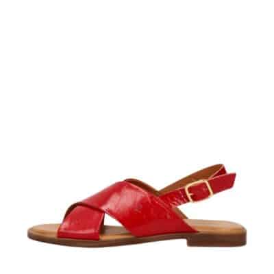 Shoedesign Copenhagen Nicola P damesandal i rødt lak, lavet af 100% skind med krydsrem