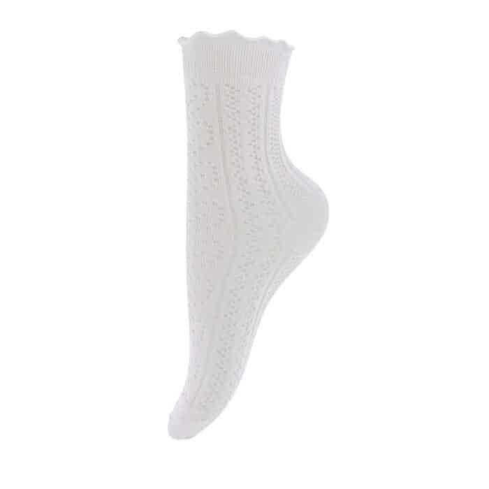 By Stær strømper til dame i beige med flæser og fine detaljer