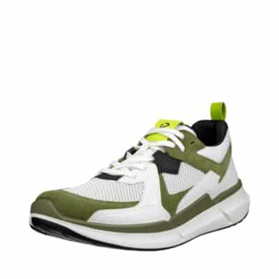 Ecco Biom 2.2 sneakers til herre i hvid og grøn med læderdetaljer samt udtagelig sål
