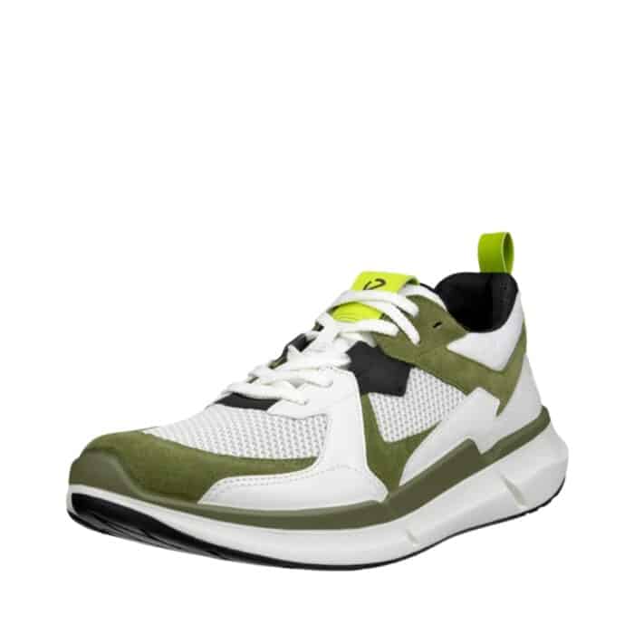 Ecco Biom 2.2 sneakers til herre i hvid og grøn med læderdetaljer samt udtagelig sål
