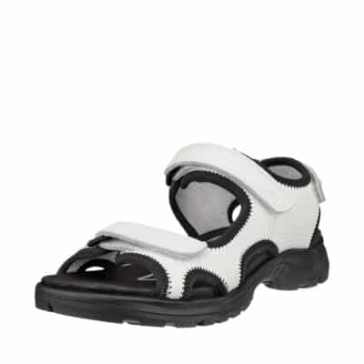 Ecco Hike damesandal i hvid med læderoverdel og tre velcroremme