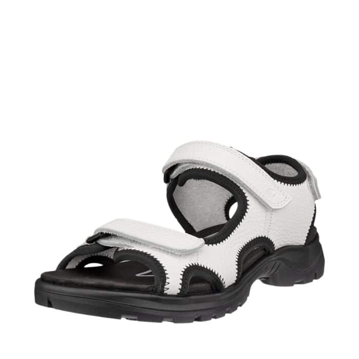 Ecco Hike damesandal i hvid med læderoverdel og tre velcroremme