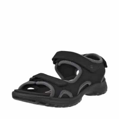 Ecco Hike sandal til dame i sort nubucklæder med tre velcroremme