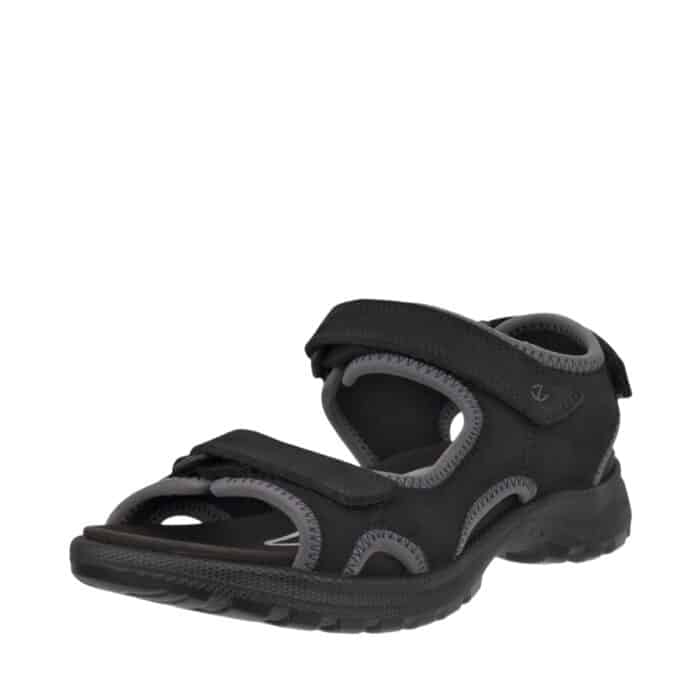 Ecco Hike sandal til dame i sort nubucklæder med tre velcroremme