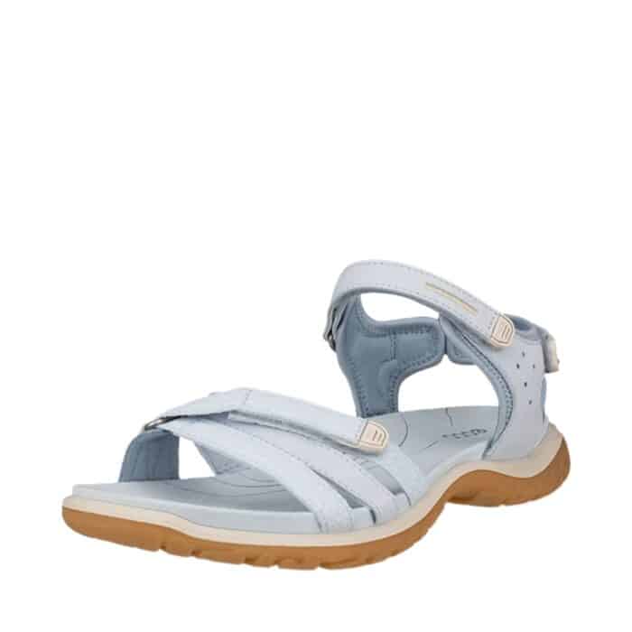 Ecco Offroad Roam sandal til dame i blå, med læderoverdel og tre velcroremme samt slidstærk gummisål