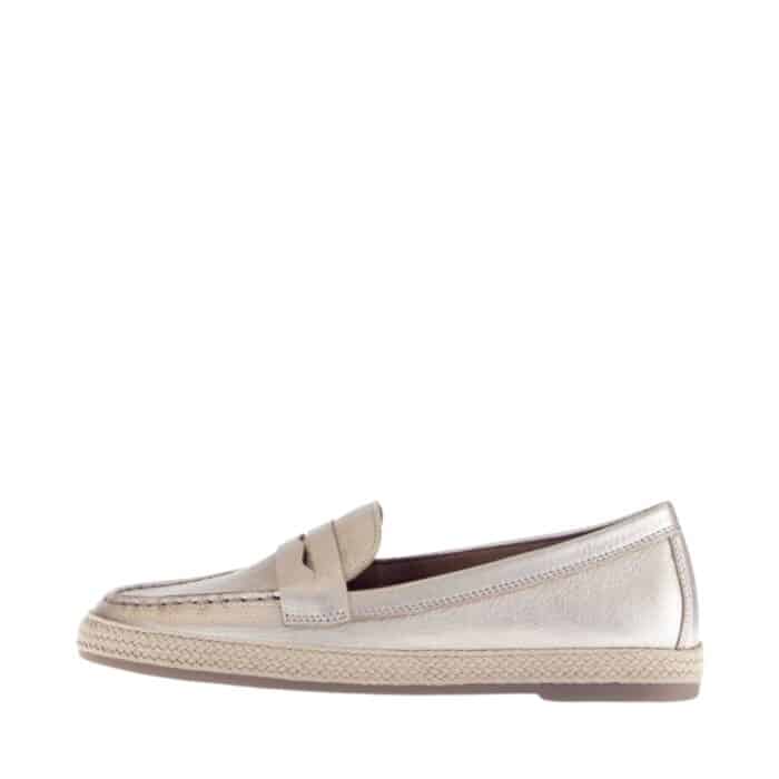 Gabor loafers til dame i metallic guld, med flotte detaljer samt 100% skindkvalitet