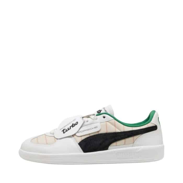 Puma Porsche Legacy Palermo Pinstripe sneakers til herre i hvid med grønne og læderdetaljer samt udtagelig SoftFoam+ indersål