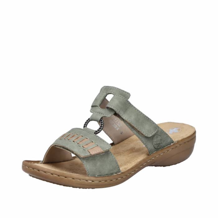 Rieker sandal til dame i grøn med velcro