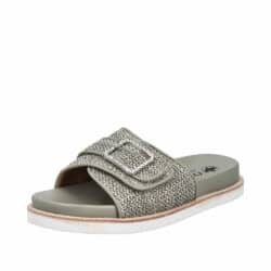 Rieker sandal til dame i grøn med slip-in funktion og velcrorem