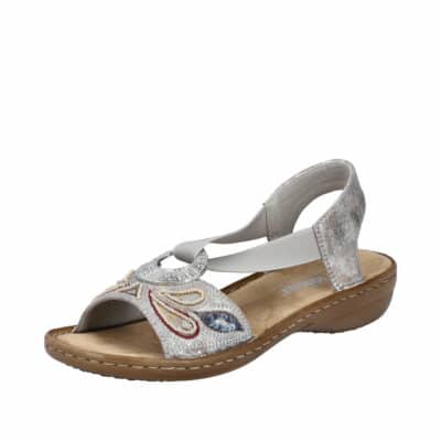 Rieker sandal til dame i sølv med elastik