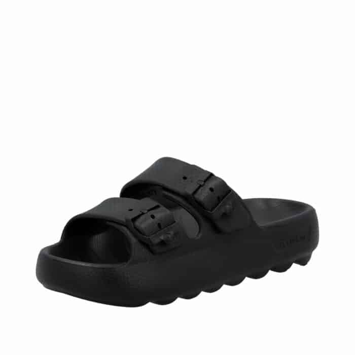 Rieker sandal til dame i sort med spænde