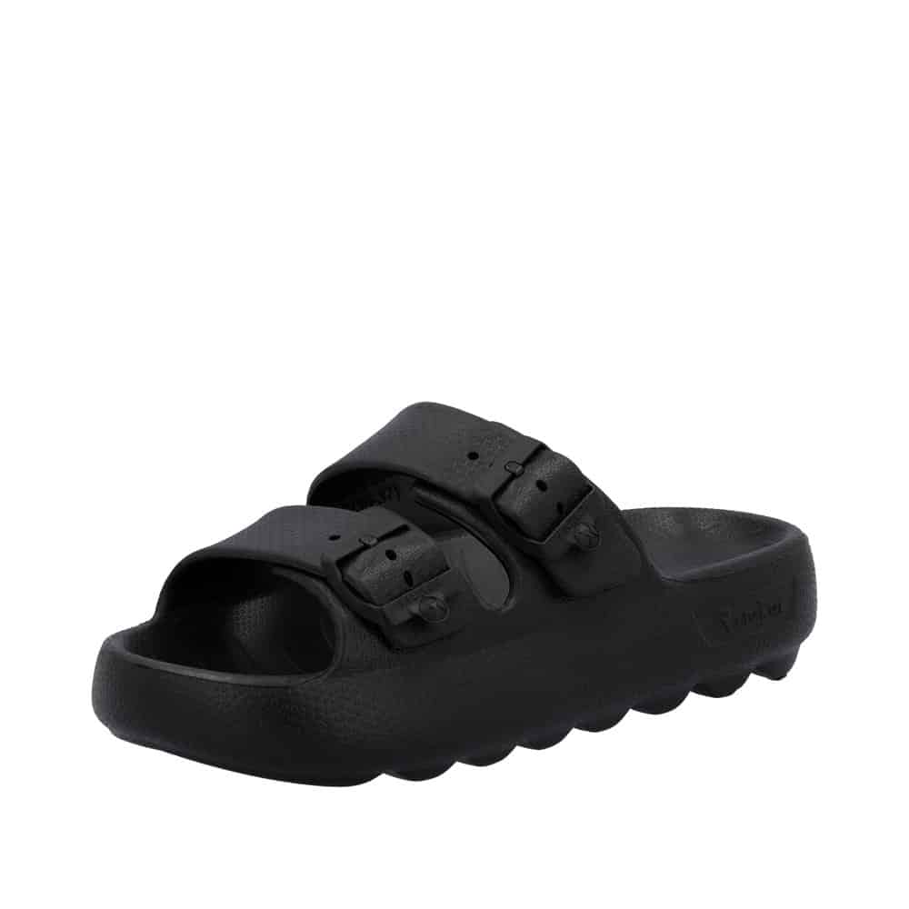 Rieker sandal til dame i sort med spænde