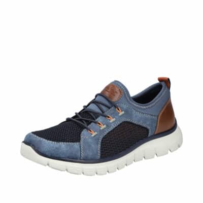 Rieker sneakers til herre i blå med elastik og ekstra bredde G