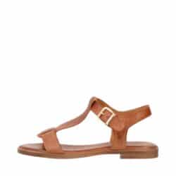 Shoedesign Copenhagen Nora damesandal i brun, lavet af 100% skind med rem detaljer og spænde