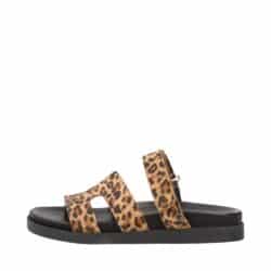 Shoedesign Copenhagen sandal til dame i leopard, med velcrorem og ruskindsoverdel samt blød indersål