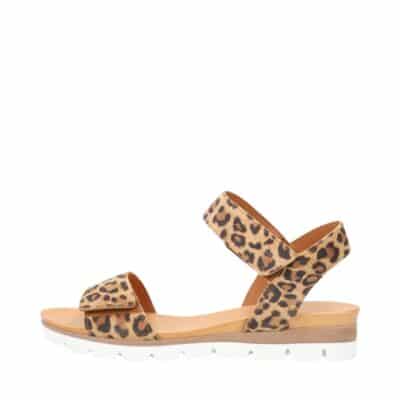 Shoedesign Copenhagen Toscana S sandal til dame i leopard, med to velcroremme og ruskindsoverdel