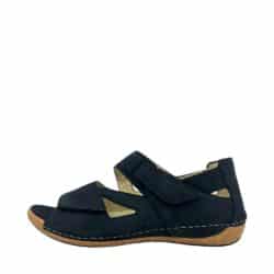 Waldläufer sandal til dame i mørkeblå, lavet af 100% skind med to velcroremme og ekstra vidde H