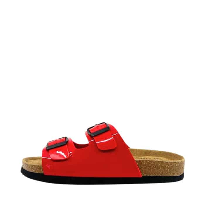 CPH-Comfort Bio sandal til dame i rød lak med to justerbare spænder og ruskinds indersål