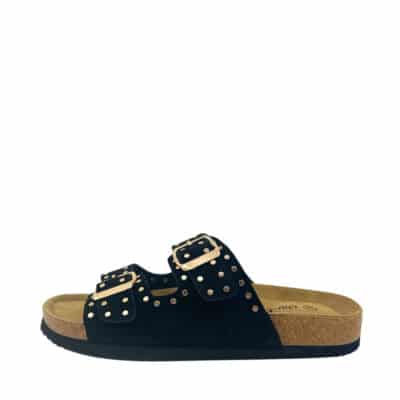 CPH-Comfort Bio sandal til dame i sort med nitter og justerbare spænder og indersål af ruskind