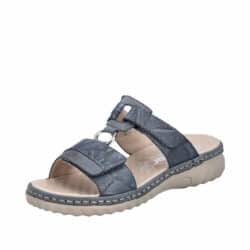Rieker sandal til dame i blå med skind detaljer og velcroremme samt stødabsorberende sål
