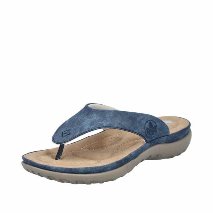 Rieker sandal til dame i blå med tårem og stødabsorberende sål