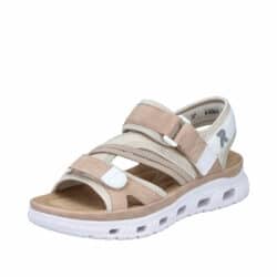 Rieker sandal til dame i rosa med velcroremme og stødabsorberende sål med huller