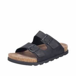 Rieker sandal til herre i sort nubuck læder med ekstra bredde H og justerbare spænder