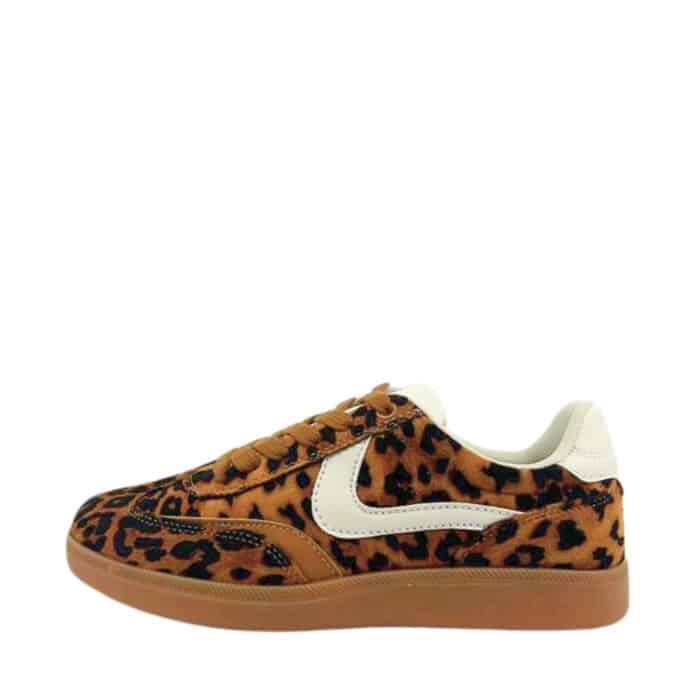 Rugged Gear Retro Indoor sneakers til dame i leopardmønster og snørebånd