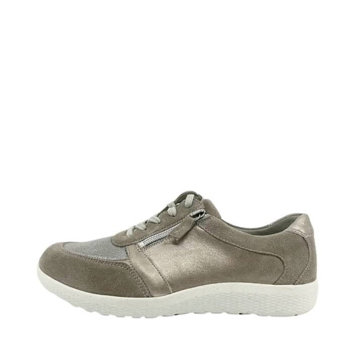 Waldlaüfer sneakers til dame i beige med lynlås og snørebånd samt ekstra bredde M og udtagelig sål