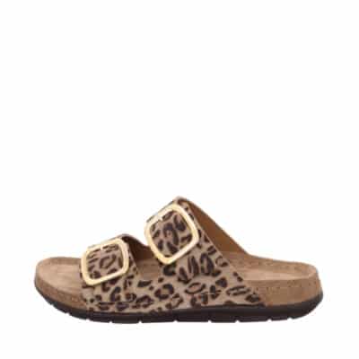 Rohde Easys N°42 sandal til dame i leopard, med indersål i læder udstyret med memory-fodseng