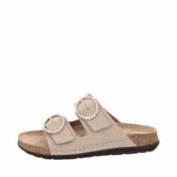 Rohde sandal til dame i beige, lavet af ruskind med to justerbare spænder med detaljer og memory fodseng