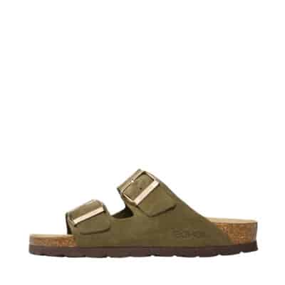 Rohde Sunnys N°12 sandal til dame i khaki med overdel og indersål af ruskind samt udstyret med ekstra bredde G