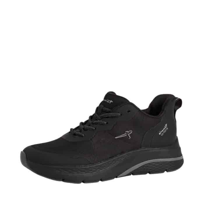 Tamaris Step-In sneakers til dame i sort, med fast hælkappe og elastik foran samt svangstøtte