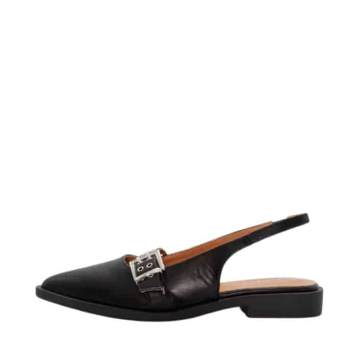 Duffy Fulgatore Due ballerinasko til dame i sort med spænde og slingback hælrem med elastik