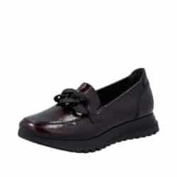 Rieker loafers til dame i bordeaux lak med udtagelig indersål af skind samt ekstra bredde H