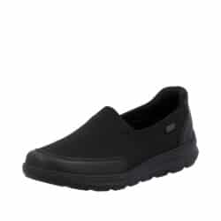 Rieker Ready 2 Go sko til dame i sort med Rieker-Tex og udtagelig Rieker-Soft sål samt fast hælkappe for at tage på uden hænder!