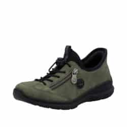 Rieker Ready 2 Go sneakers til dame i grøn med elastik og memosoft indersål