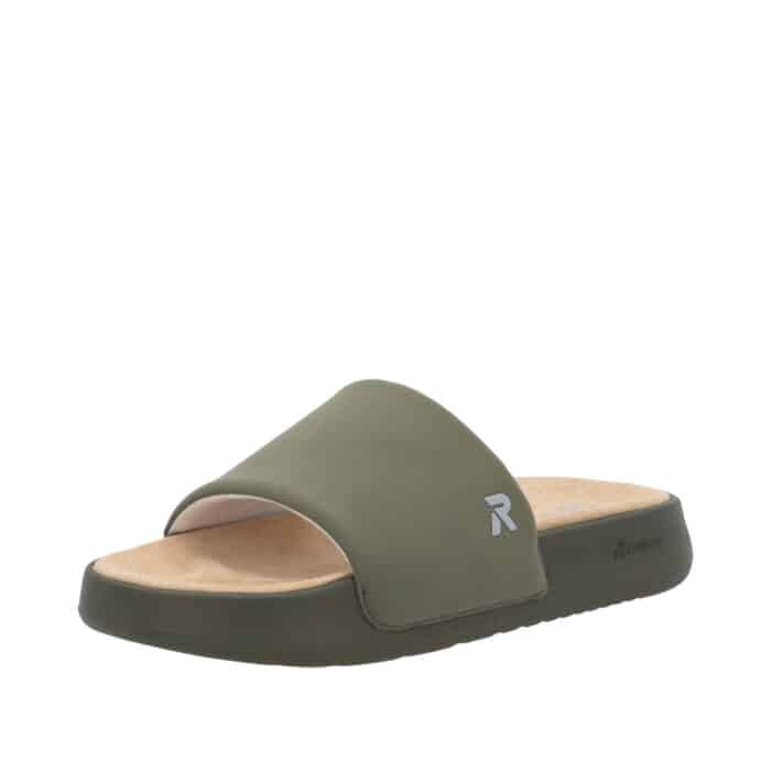 Rieker sandal til herre i grøn med ekstra bredde og skindsål