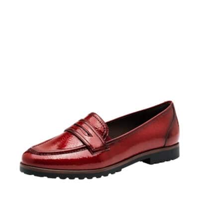 Tamaris loafers til dame i rød med Touch-it sål og detalje over vristen