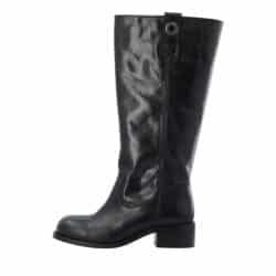 Cashott Casvilma lang støvle til dame i sort skind med lynlås og langt skaft samt blokhæl på 5 cm