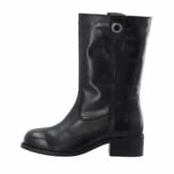 Cashott Casvilma Pull On Mid Cut støvle til dame i sort skind med lynlås og varm foring samt blokhæl på 4,5 cm.