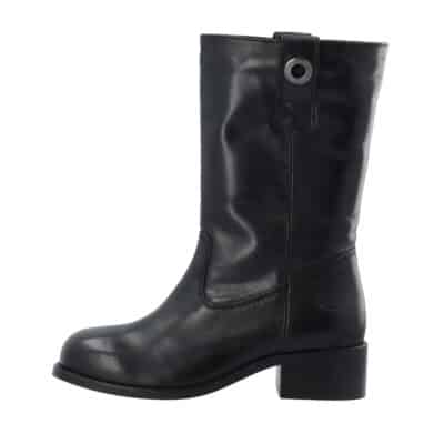 Cashott Casvilma Pull On Mid Cut støvle til dame i sort skind med lynlås og varm foring samt blokhæl på 4,5 cm.