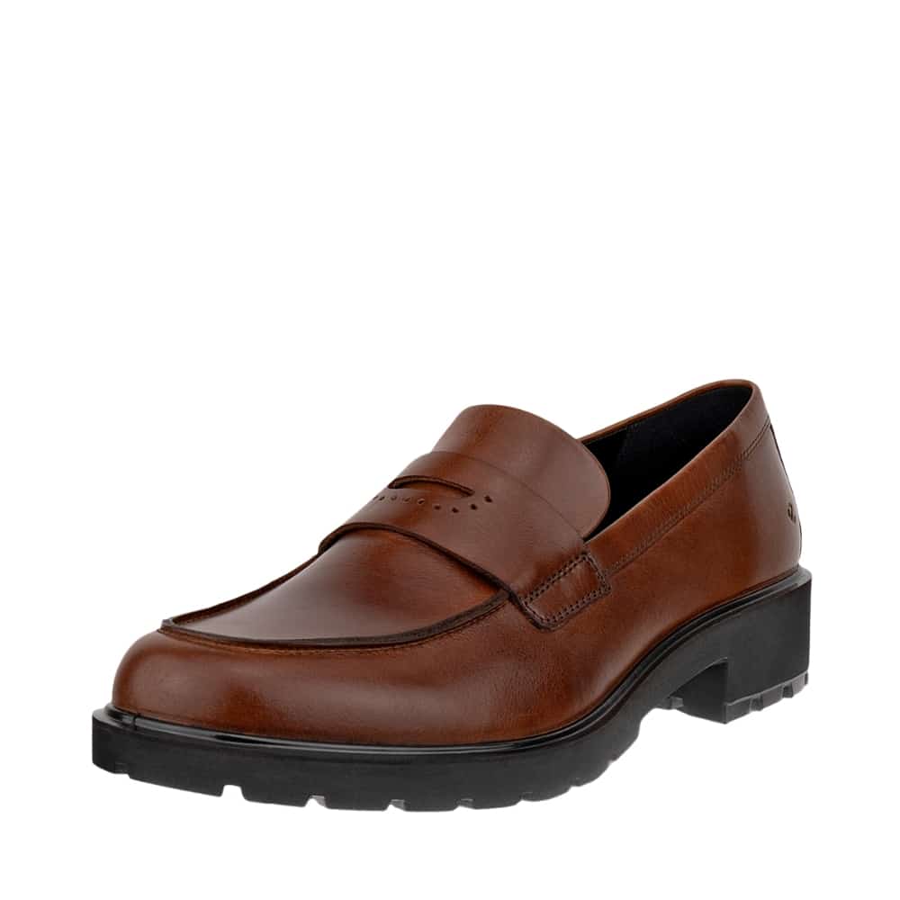 Ecco Metropole Vienna loafers til dame i brunt skind med udtagelige såler og chunky ydersål på ca 4 cm.